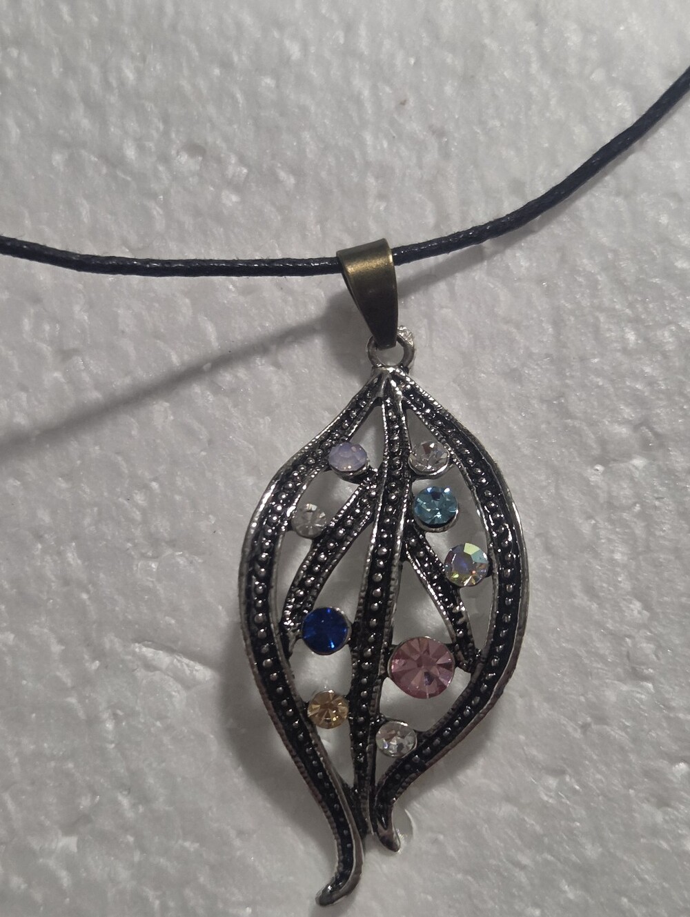 Multicolor Gemstone Teardrop Pendant Necklace - Unbranded